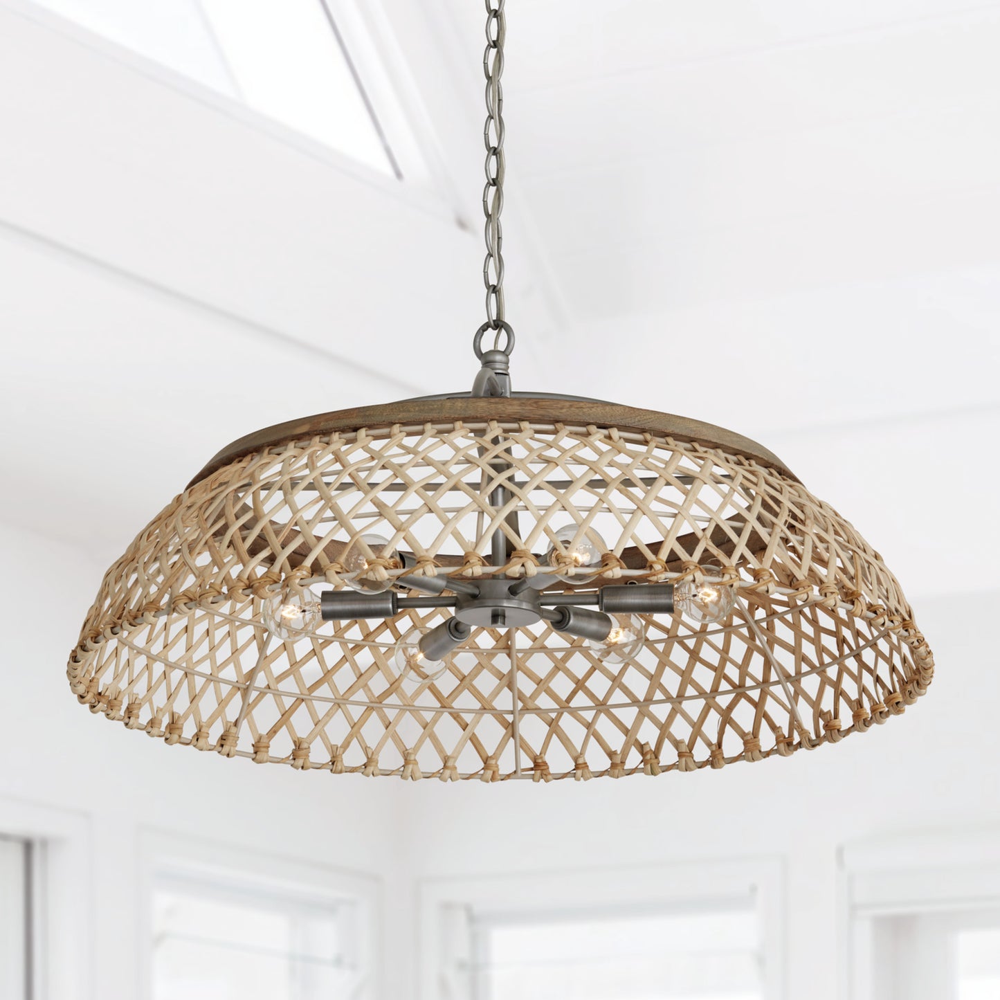 Capital Rainey 6-Light Pendant in Grey Wash and Antique Nickel