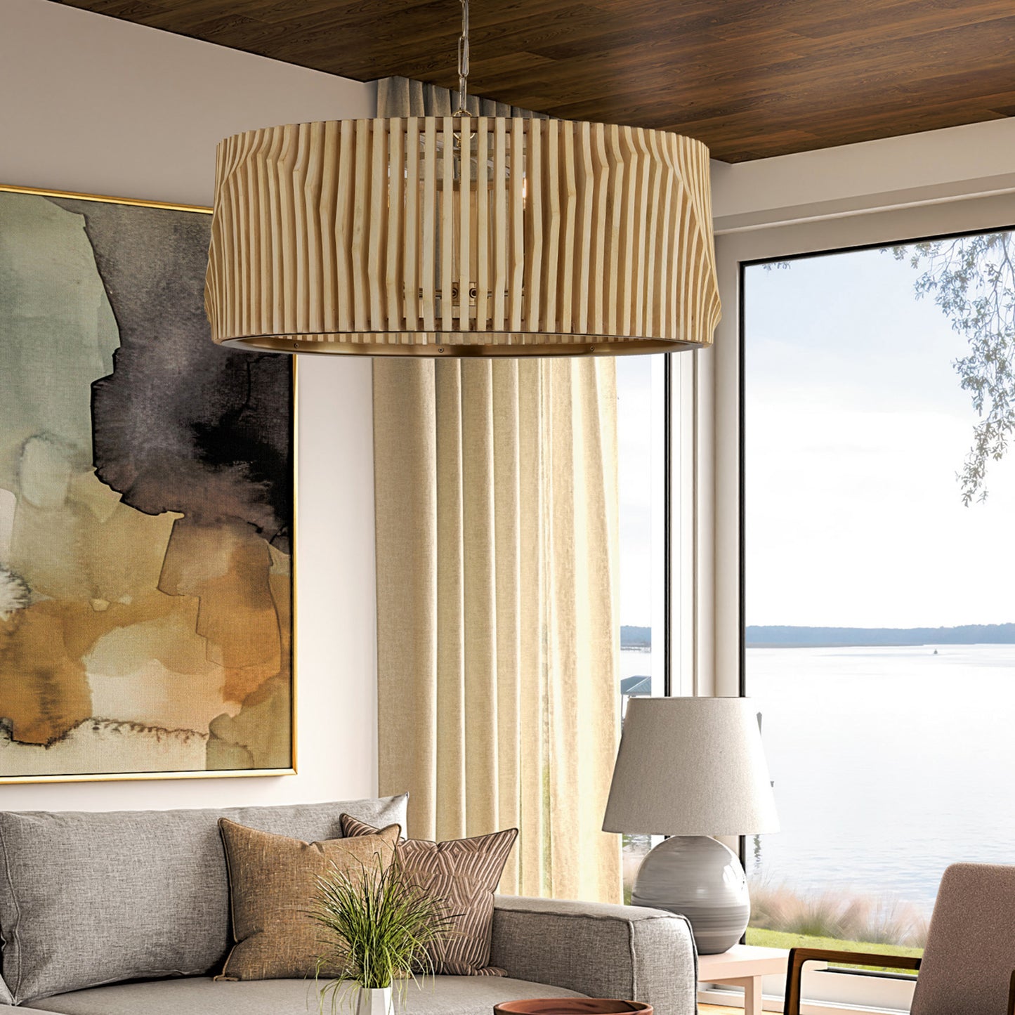 Capital Archer 6-Light Pendant in Light Wood and Matte Black