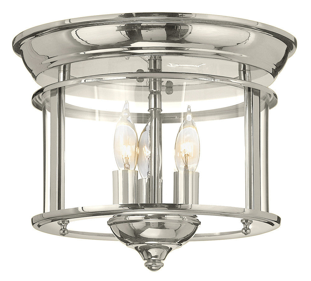 Hinkley Gentry Medium Flush Mount Nickel, Steel, Polished Nickel