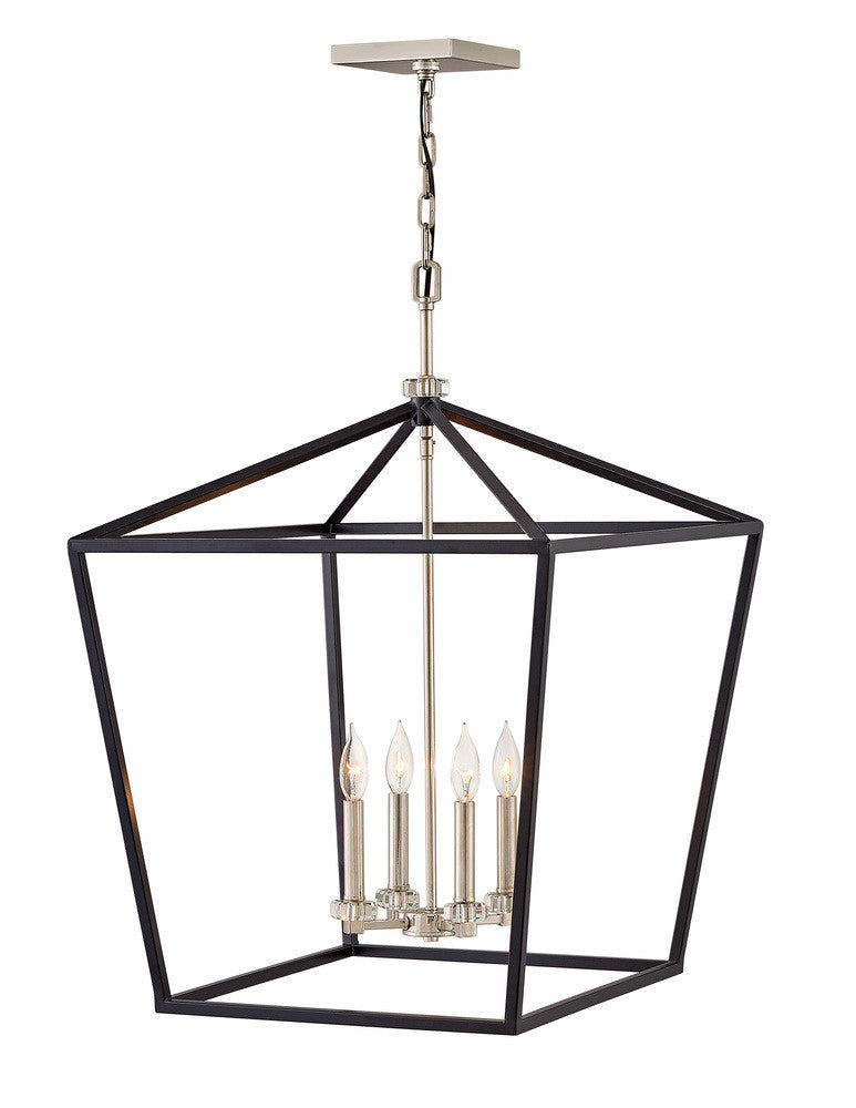 Hinkley Stinson Chandelier Black, Polished Nickel