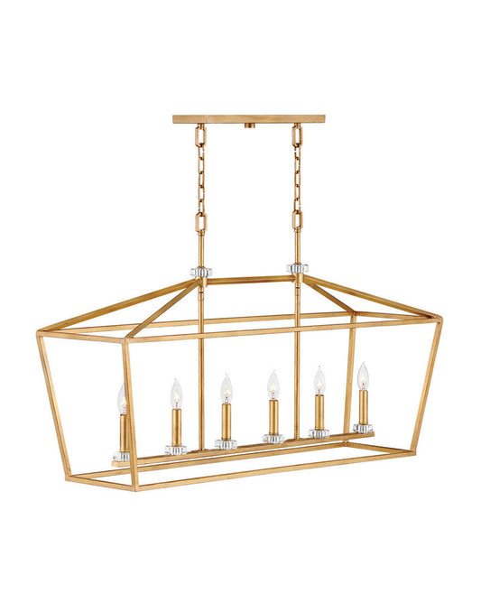 Hinkley Stinson Candle Chandelier Brass, Distressed Brass