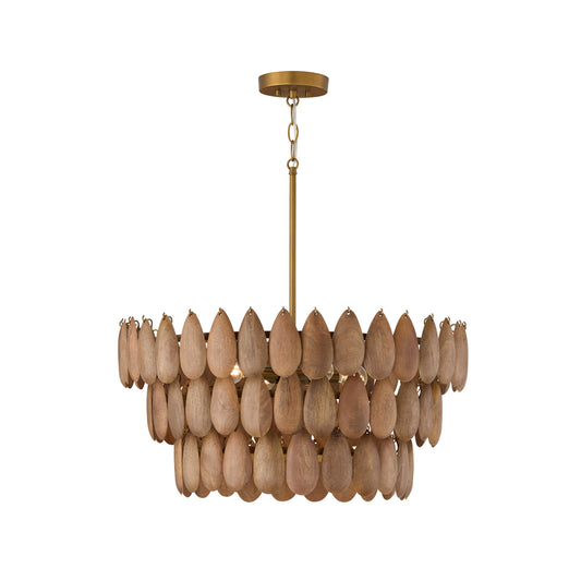 Capital Ravi Small Pendant in Light Wood and Patinaed Brass