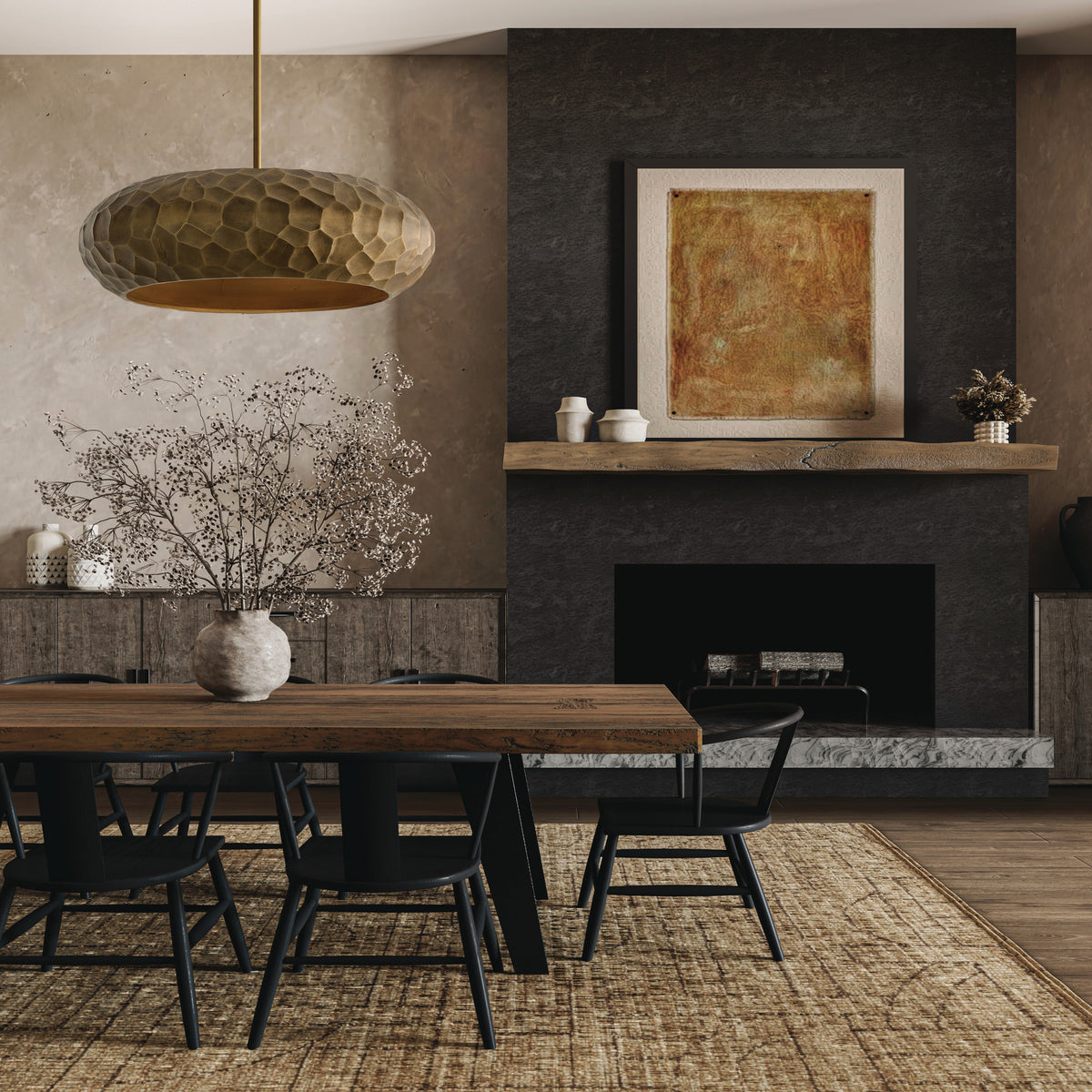 Capital Dorian Pendant in Burnished Patinaed Brass