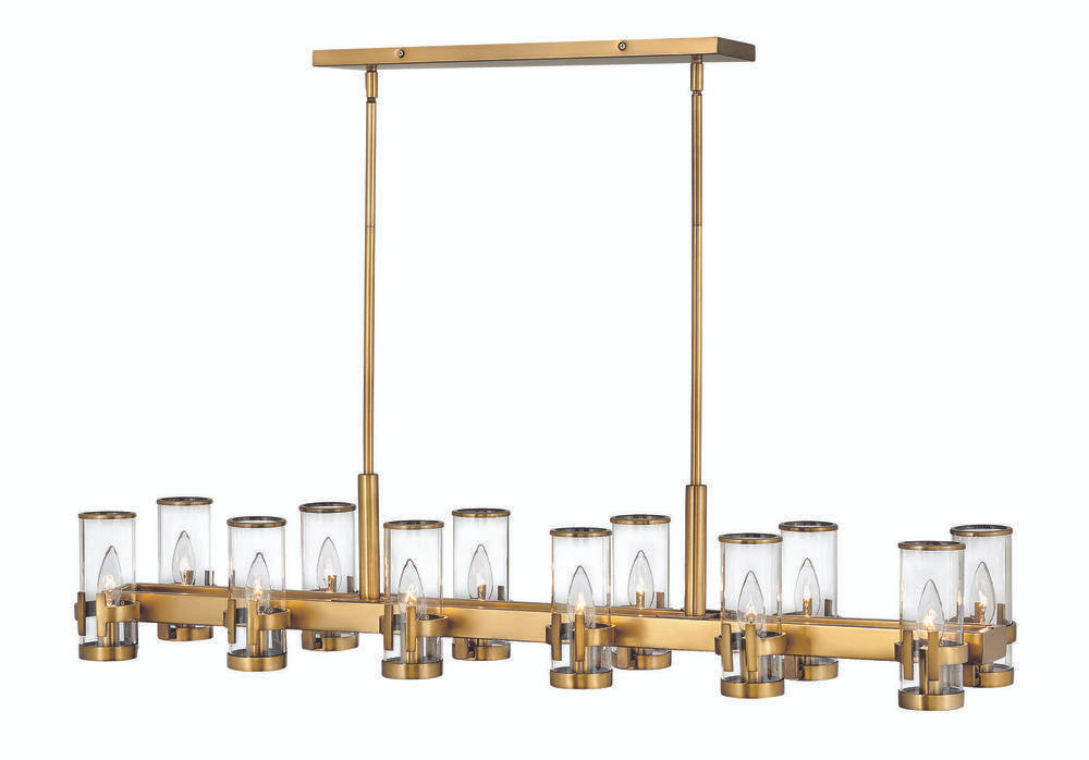 Hinkley Reeve Candle Chandelier Brass, Steel, Heritage Brass