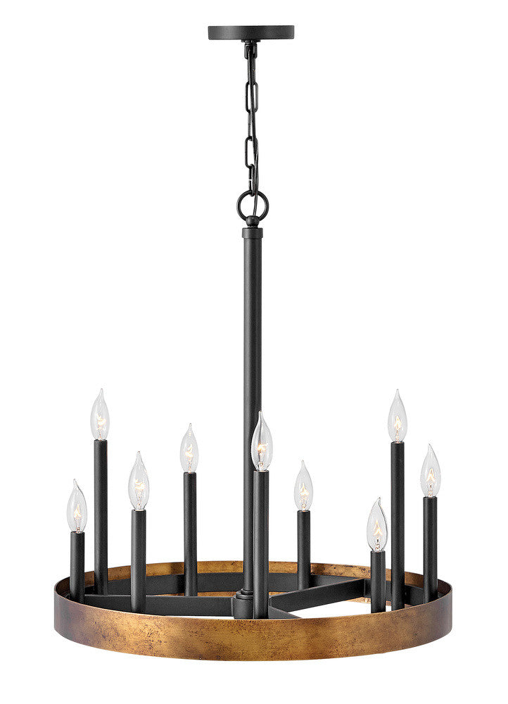 Hinkley Wells Chandelier Weathered Brass, Black