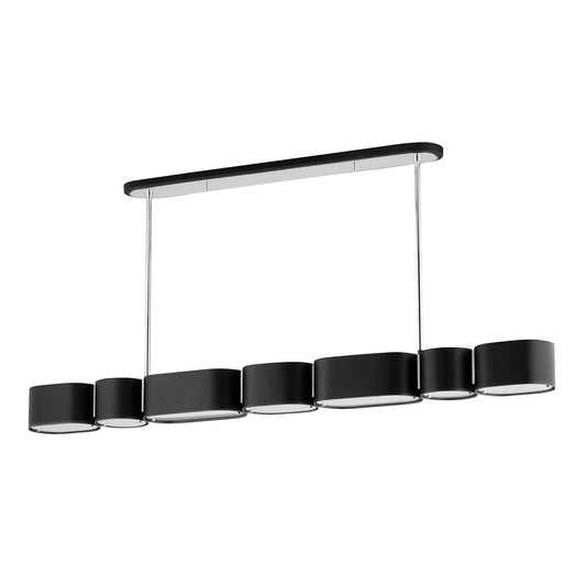 Corbett Opal Linear Chandelier Soft Black with Stainless Steel