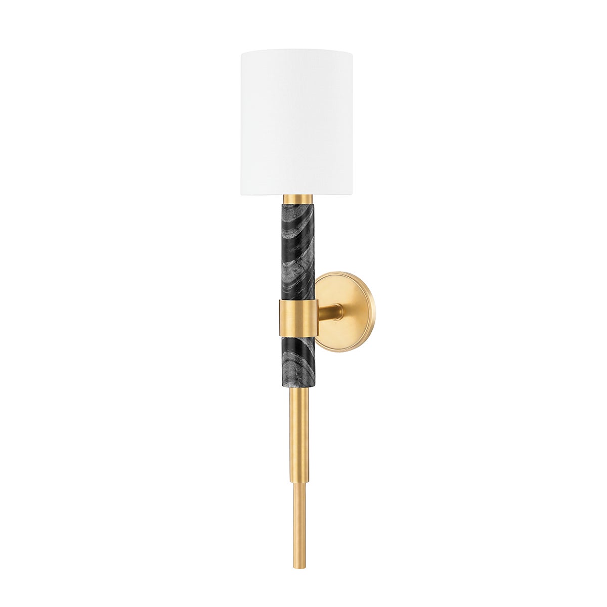 Corbett Solstice Wall Sconce Vintage Brass with Black Marble