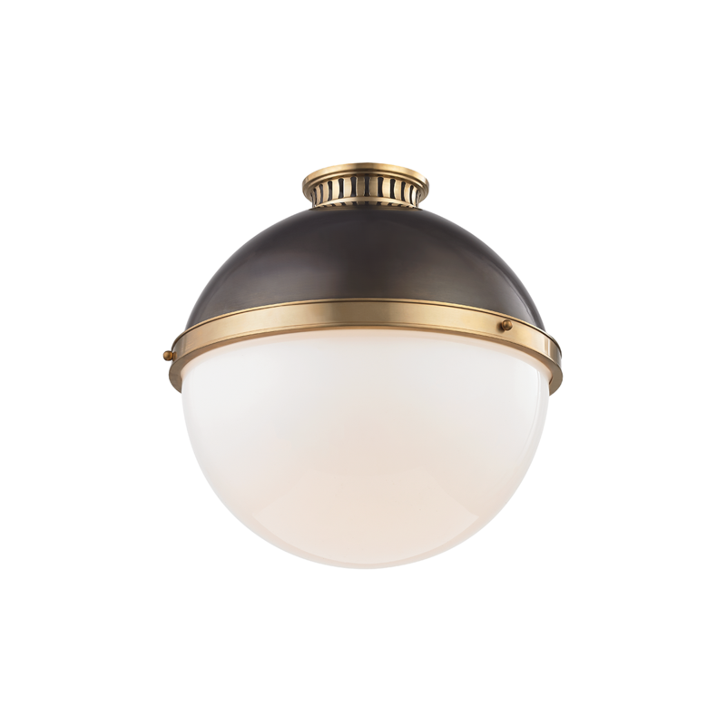 Hudson Valley Latham Flush Mount Aged Brass, Antique Distressed Bronze