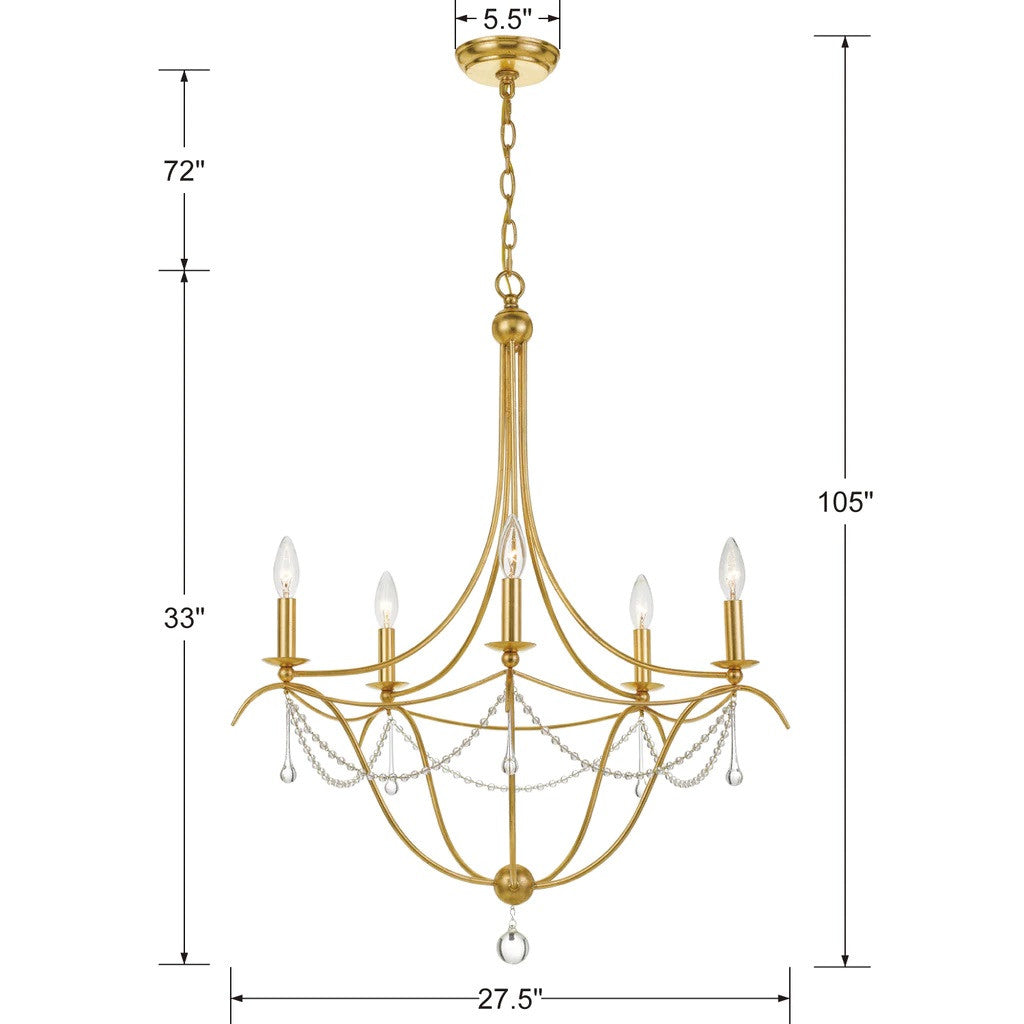 Crystorama Metro 5 Light Chandelier Antique Gold