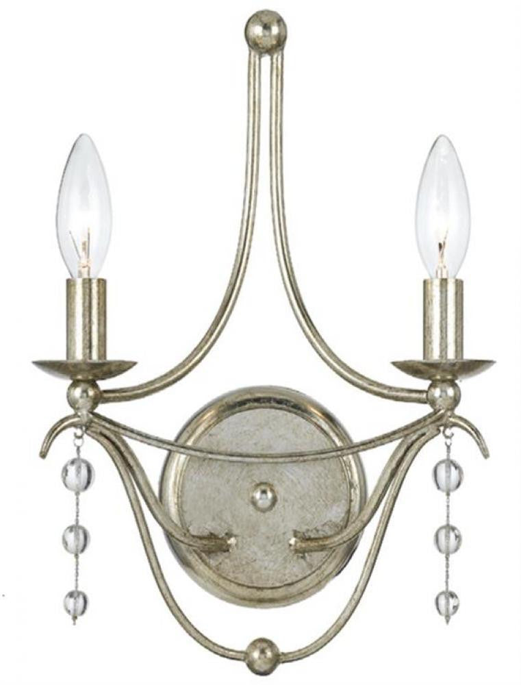 Crystorama Metro 2 Light Wall Sconce Antique Silver