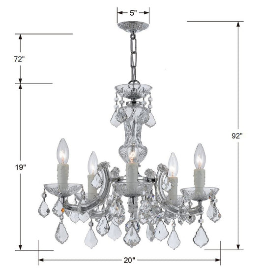 Crystorama Maria Theresa 5 Light Chandelier Gold