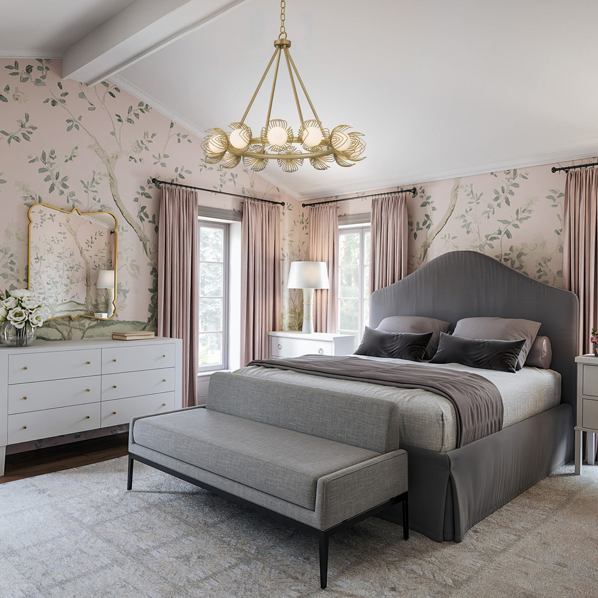 Capital Flora Medium Chandelier in Buffed Gold