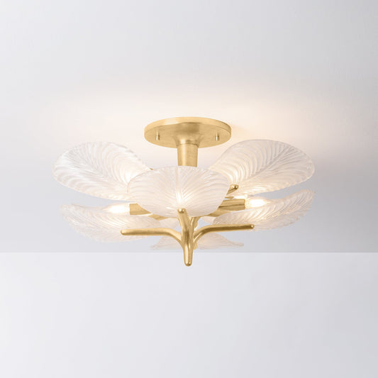 Corbett Kamal Semi-Flush Mount Vintage Gold Leaf Detail 1