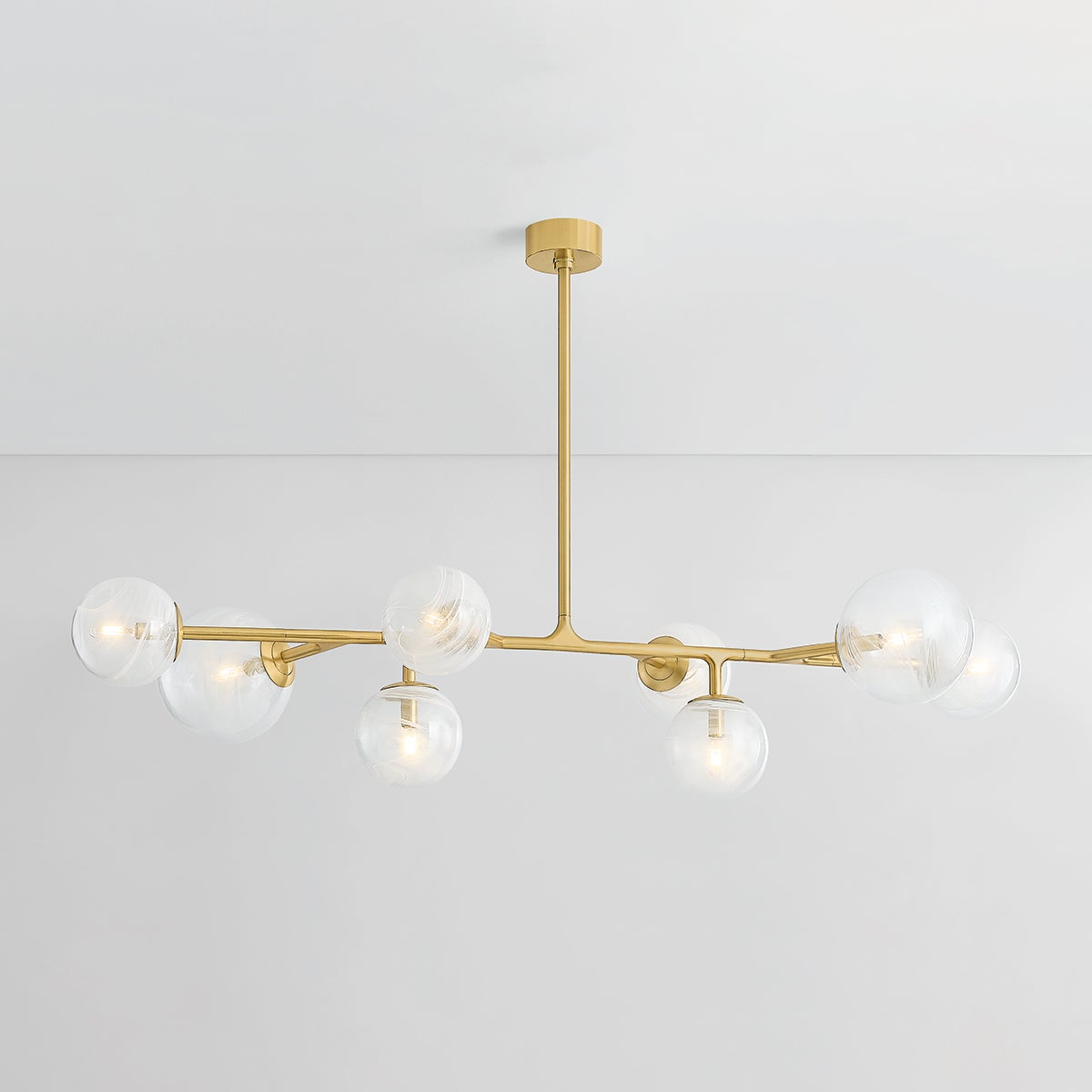 Corbett Glasgow Linear Chandelier Vintage Polished Brass Detail 3