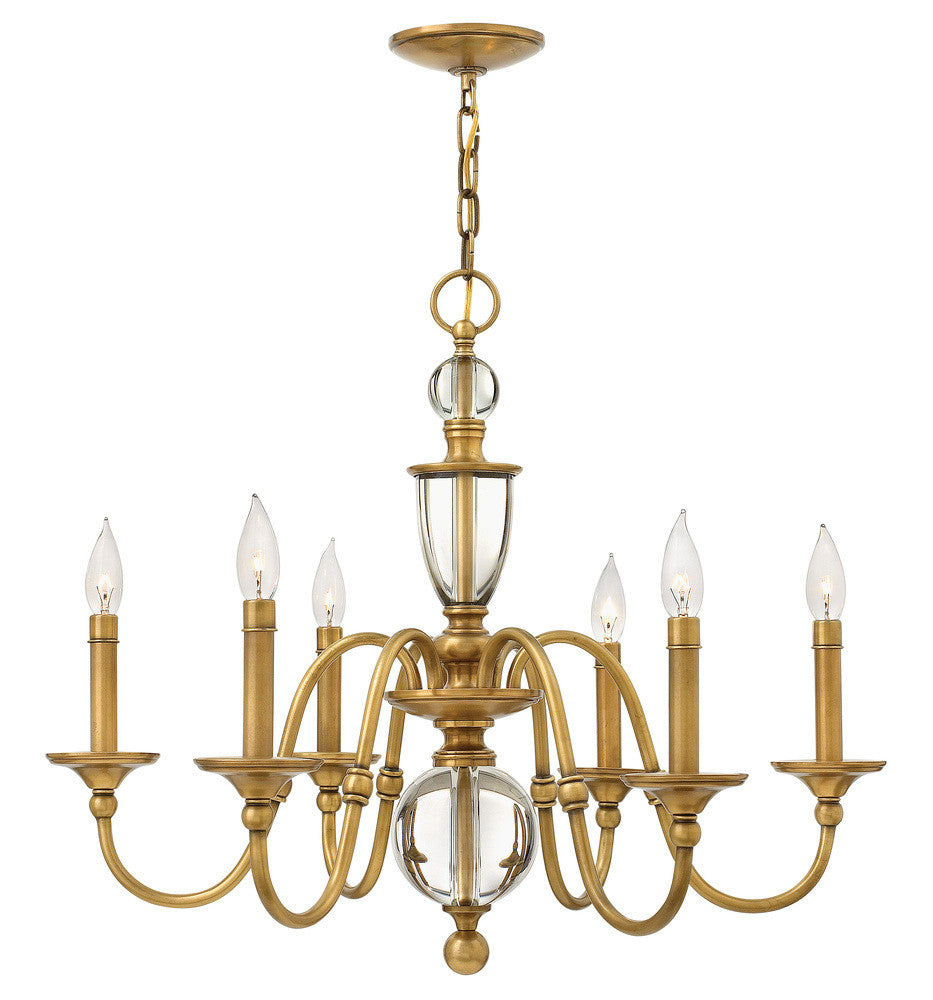 Hinkley Eleanor Candle Chandelier Brass, Heritage Brass