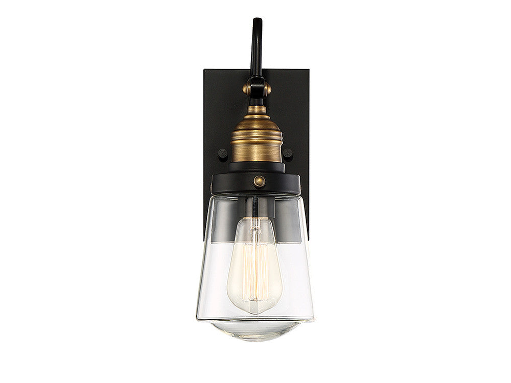 Savoy House Macauley 21-in Outdoor Wall Lantern Vintage Black with Warm Brass