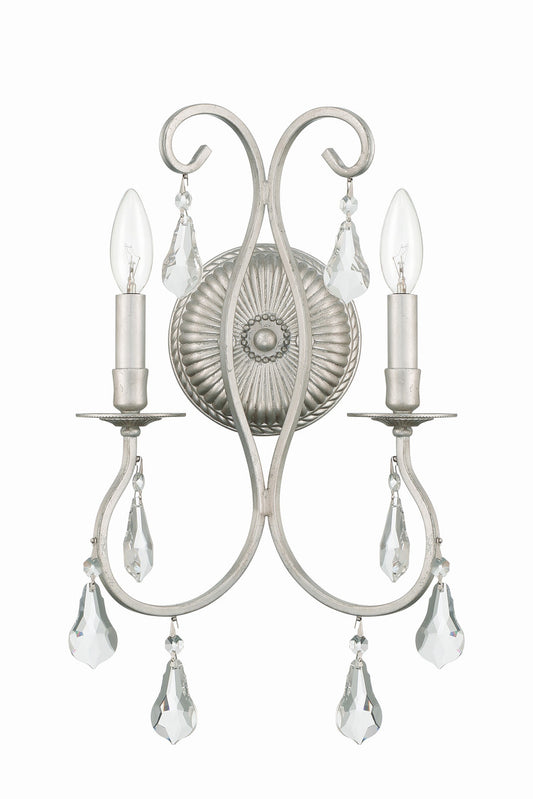Crystorama Ashton 2 Light Wall Sconce Olde Silver