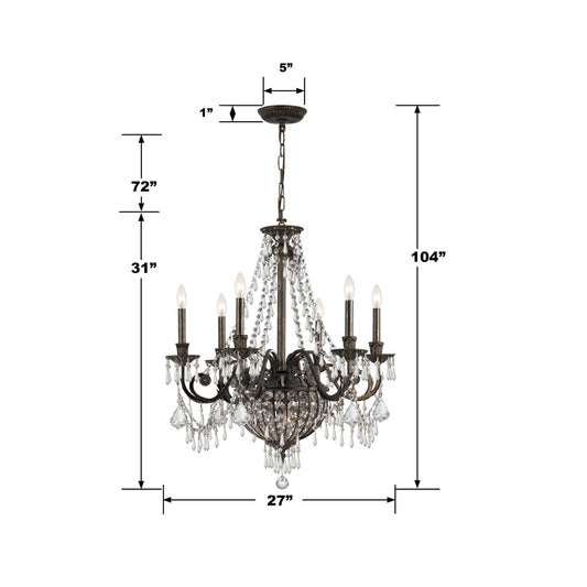 Vanderbilt 6 Light English Bronze Chandelier