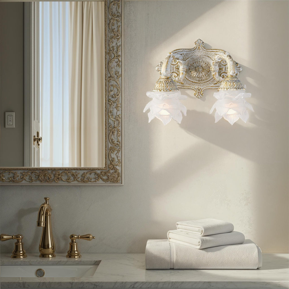 Crystorama Mayfield 2-Light Wall Sconce Antique White - lifestyle