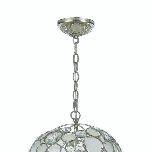 Palla 1 Light Antique Silver Sphere Mini Chandelier