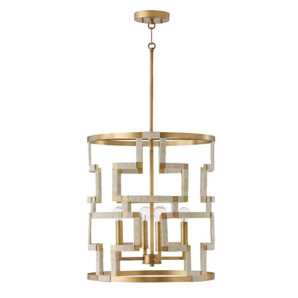 Capital Hala Foyer Bleached Natural Jute and Patinaed Brass