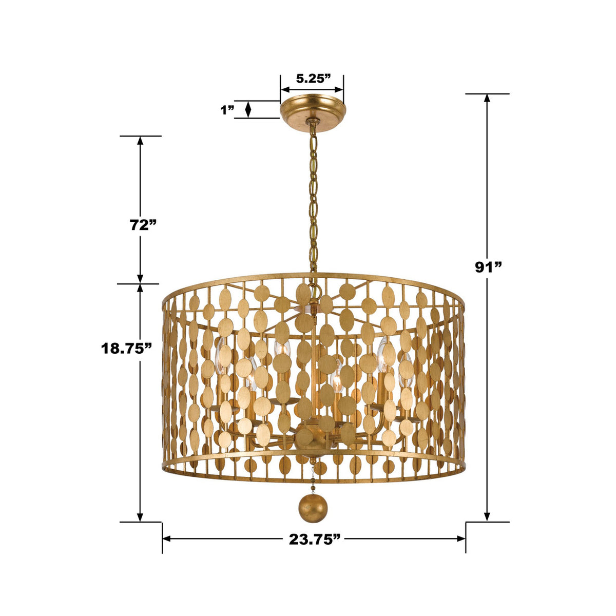 Layla 6-Light Antique Gold Chandelier