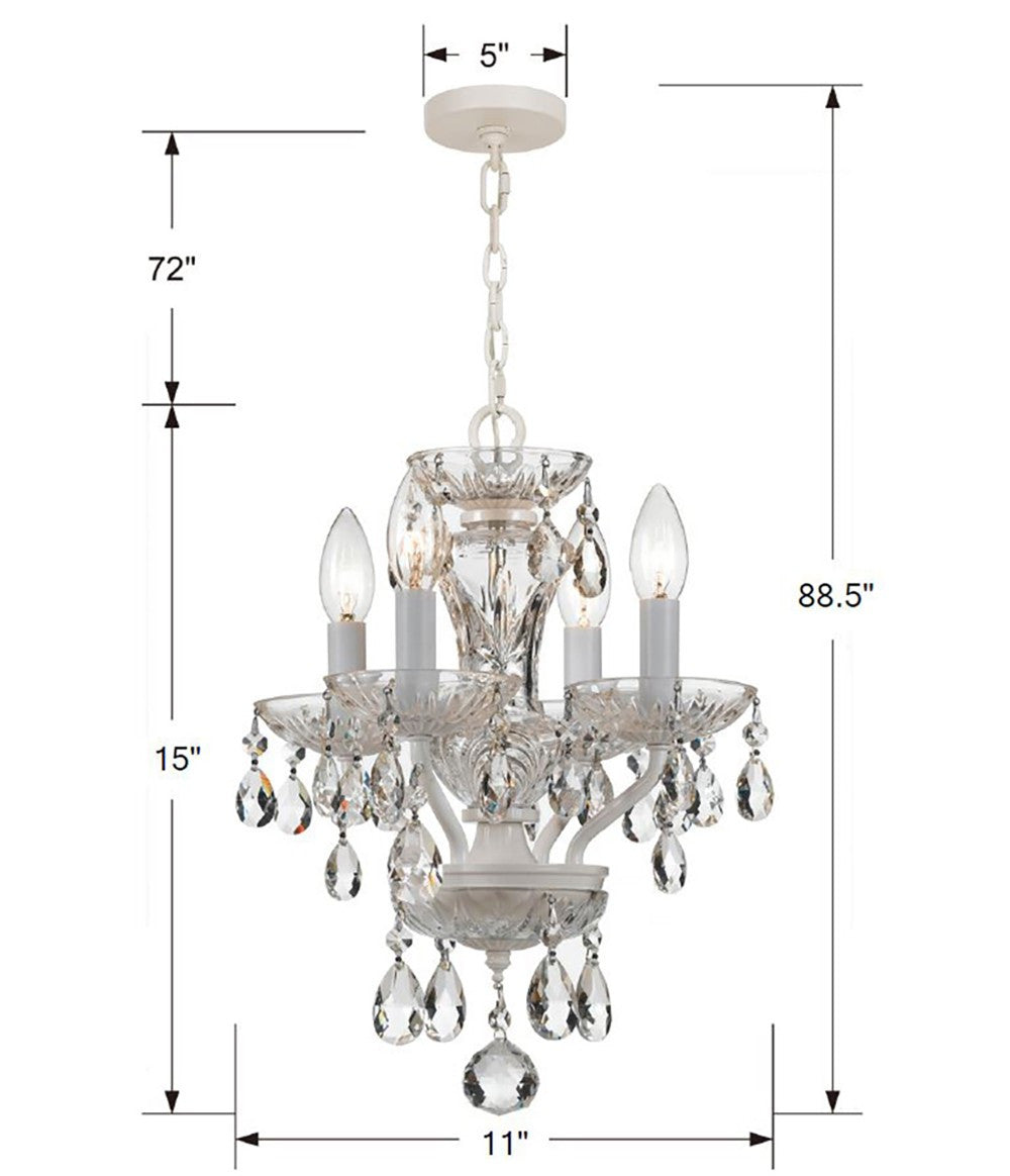 Traditional Crystal 4 Light Hand Cut Crystal Polished Chrome Mini Chandelier