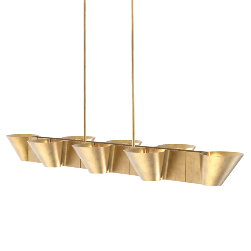 Hudson Valley Reeve Linear Chandelier Vintage Gold Leaf