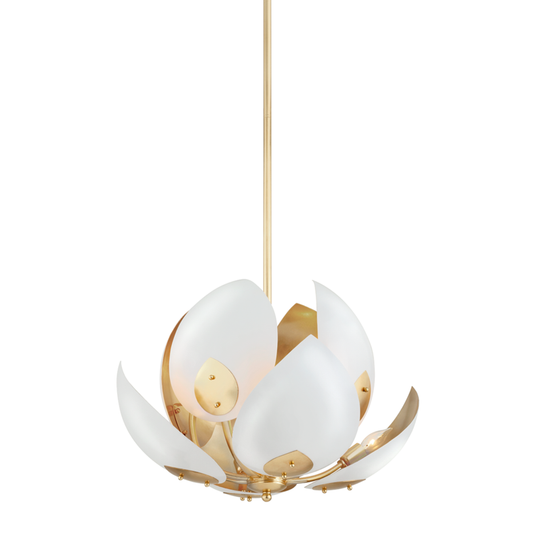 Hudson Valley Lotus Chandelier Gold Leaf, White
