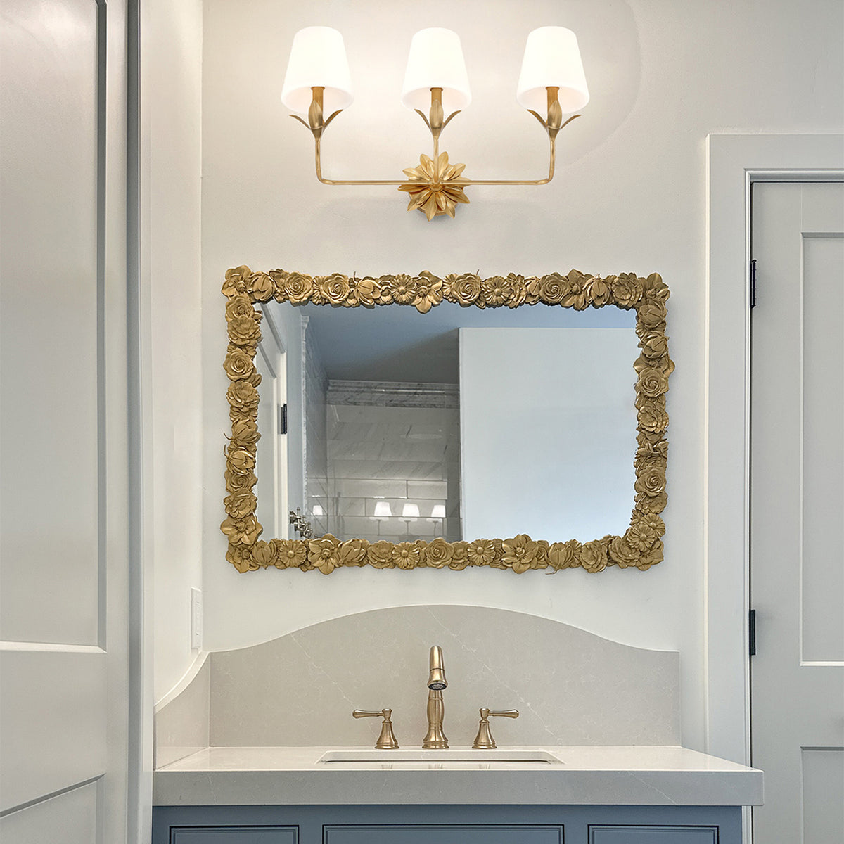 Crystorama Broche 25" 3-Light Bathroom Vanity Antique Gold - lifestyle