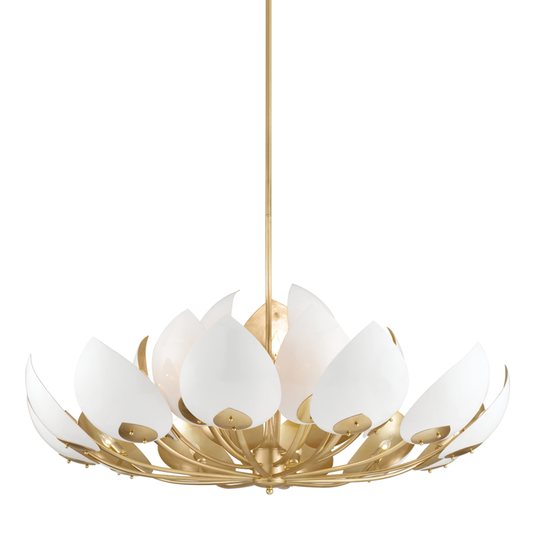 Hudson Valley Lotus Chandelier Gold Leaf, White