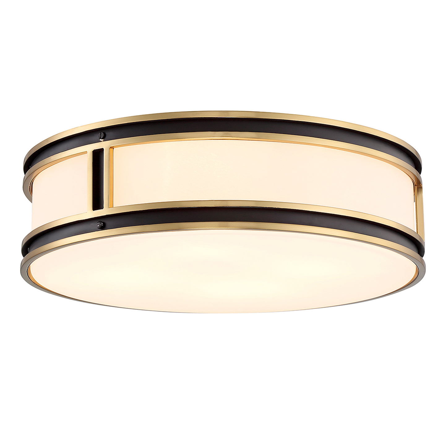 Alberti 4-Light Flush Mount in Matte Black with Warm Brass Accents
