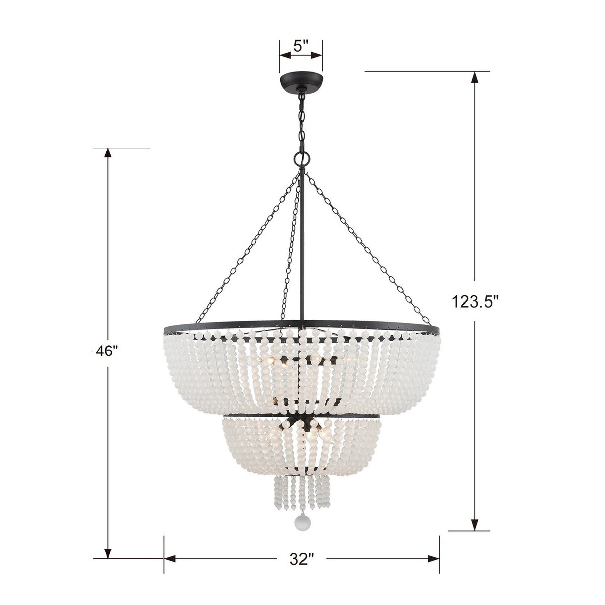 Rylee Chandelier - Matte Black 46"H, Crystorama (612-MK 2KYM5)