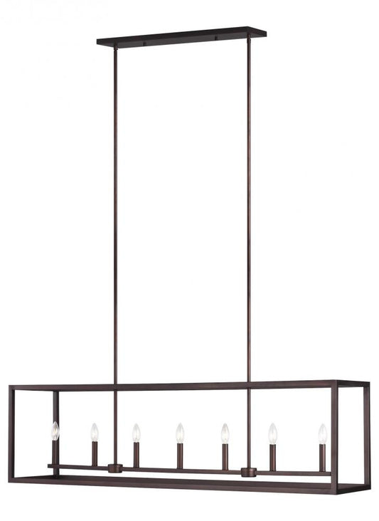 Generation Lighting Moffet Street Long Seven Light Island Pendant Satin Brass
