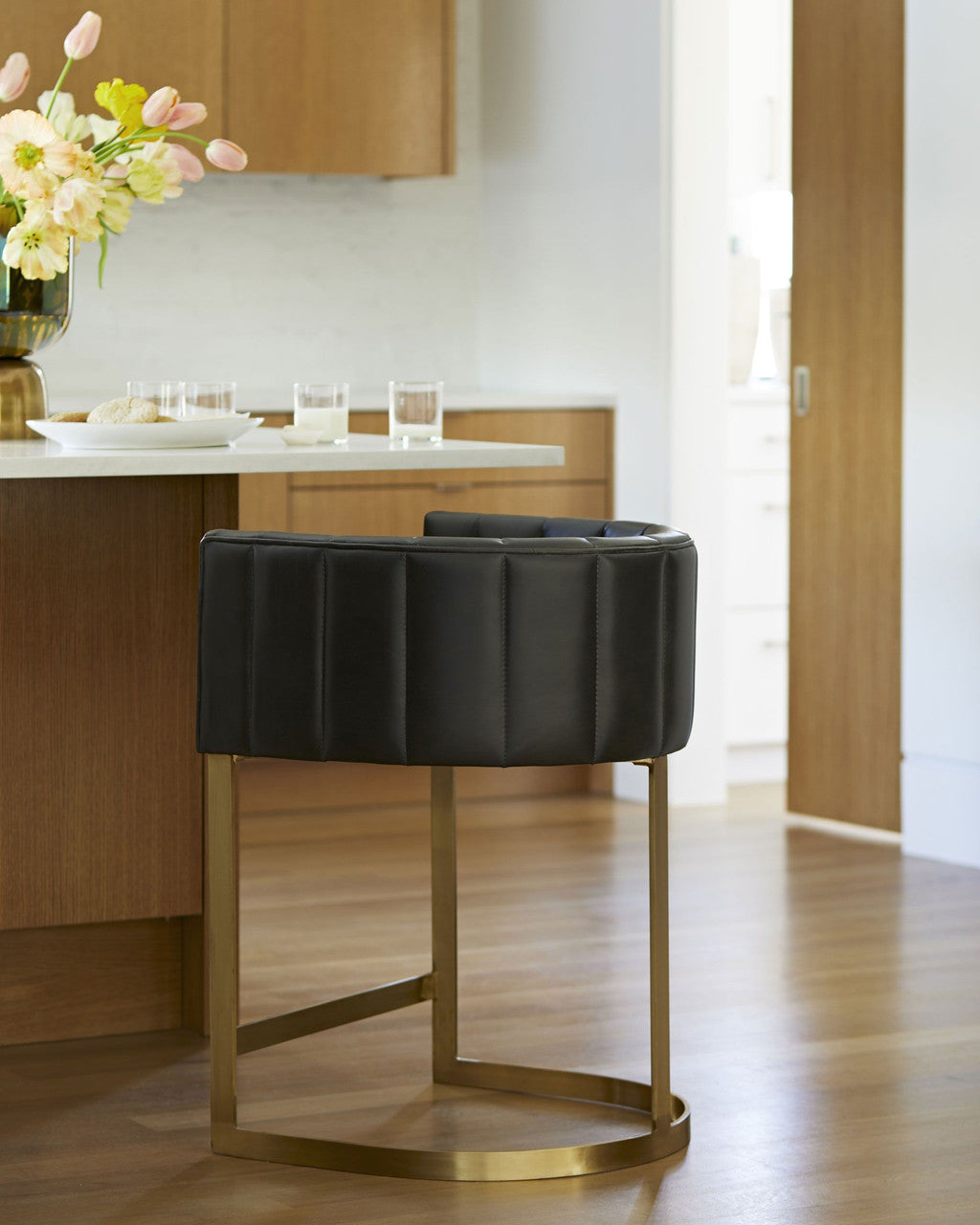 Tatum Counter Stool Black Leather