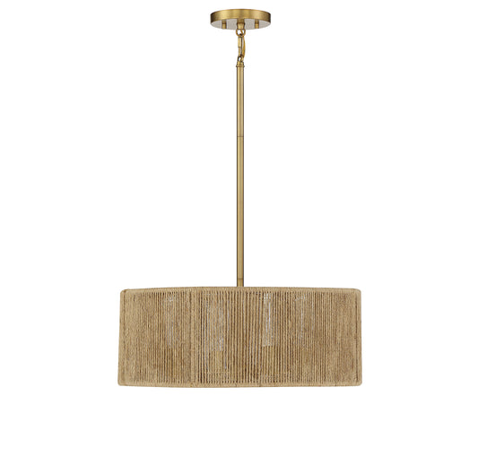 Ashe 4-Light Pendant - Warm Brass and Rope
