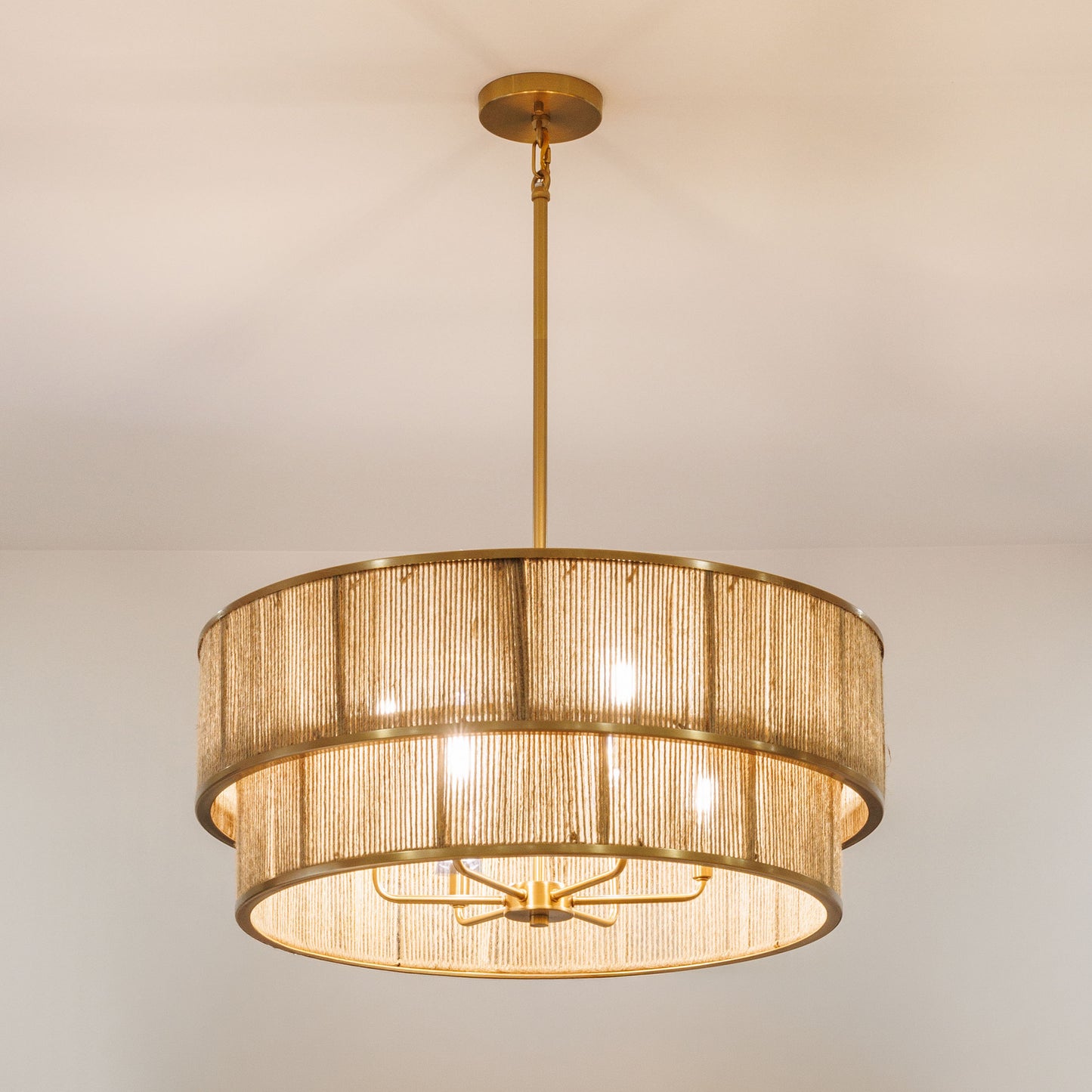 Ashburn 6-Light 28-in Pendant - Warm Brass and Rope