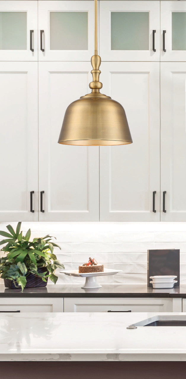 Berg Pendant, 1-Light, Warm Brass, Metal Shade, 14"H, Savoy House (7-3751-1-322 1QZPC)