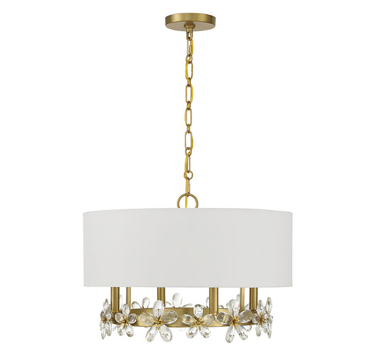 Dahlia 4-Light Pendant in Warm Brass