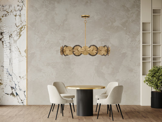 Lincoln 5-Light Pendant in Distressed Gold and Bronze by Breegan Jane