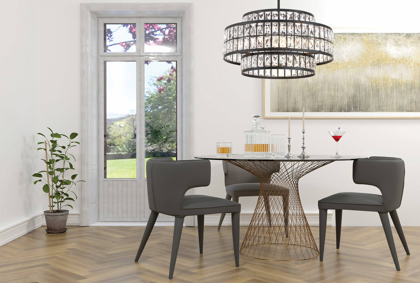 Renzo 4-Light Pendant in Warm Brass