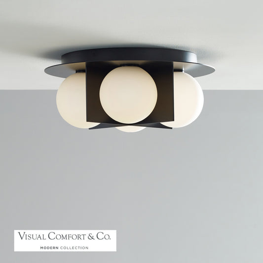 Visual Comfort Modern Orbel Flush Mount Black, Matte Black