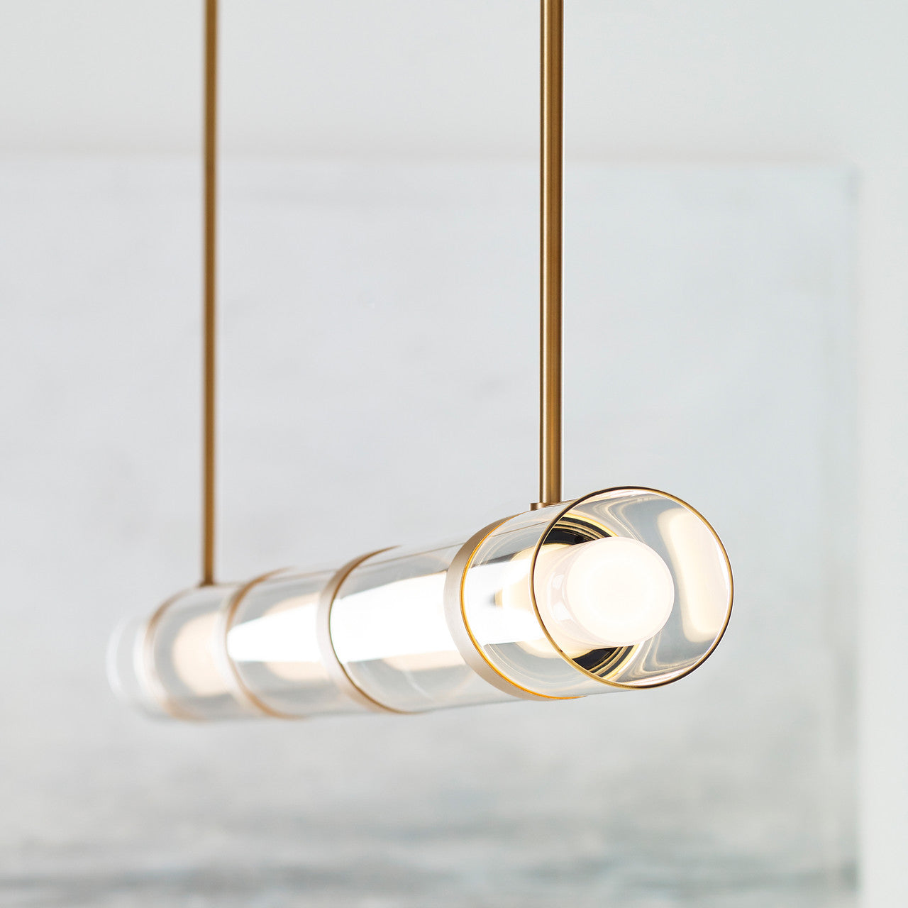 Visual Comfort Modern Wit Linear Chandelier Brass, Aged Brass