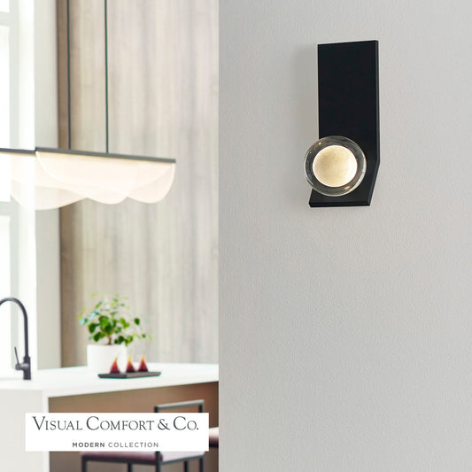Visual Comfort Modern Mina LED Wall Sconce 277V Black, Nightshade Black