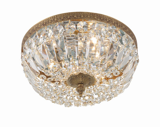 Crystorama Ceiling Mount 3 Light Flush Mount Olde Brass
