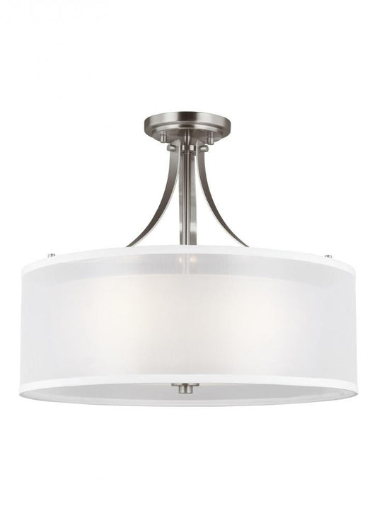 Generation Lighting Elmwood Park Three Light Semi-Flush Mount Brushed Nickel