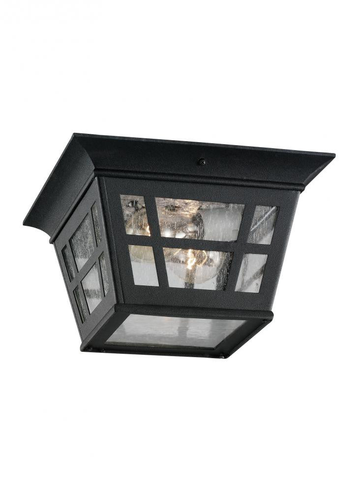 Generation Lighting Herrington Two Light Outdoor Ceiling Flush Mount Black