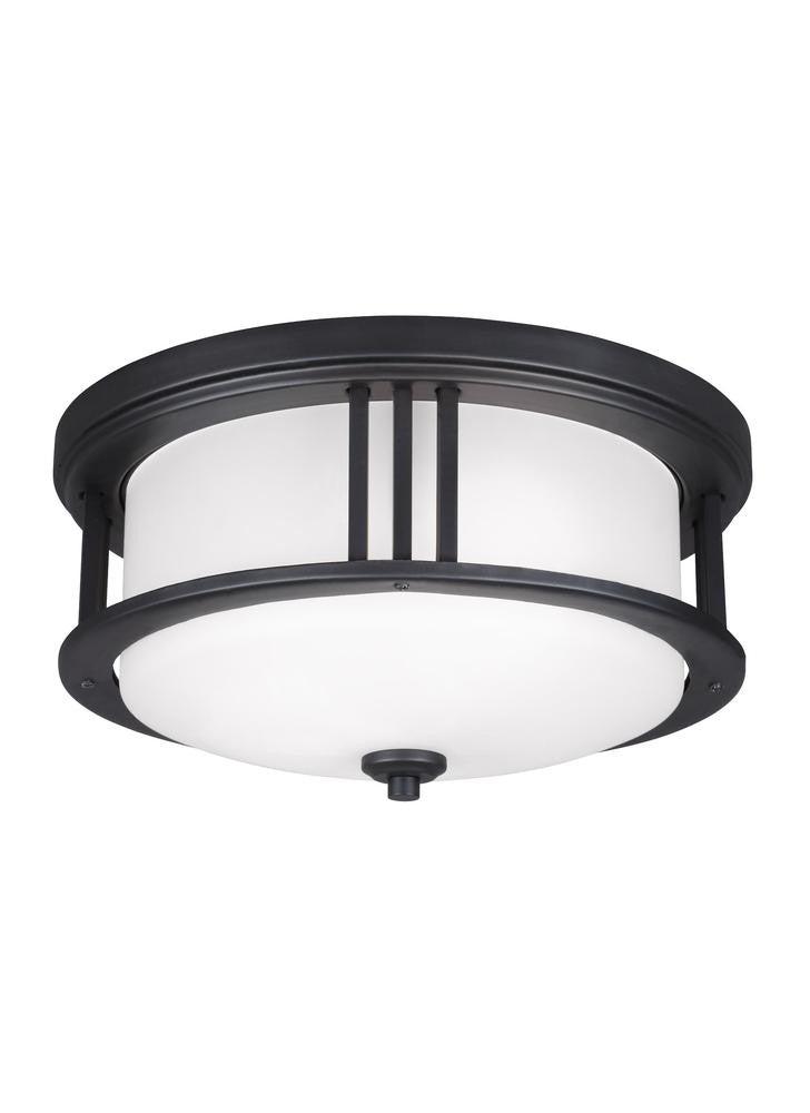 Generation Lighting Crowell Two Light Outdoor Ceiling Flush Mount Black