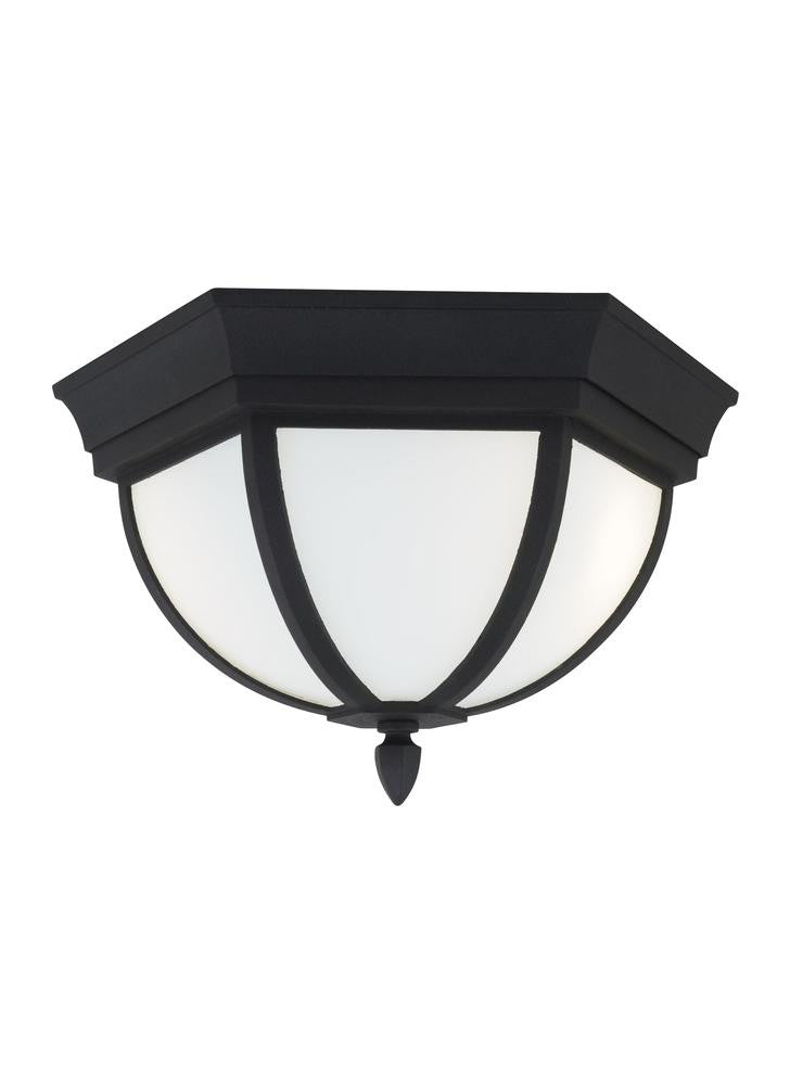 Generation Lighting Wynfield Two Light Outdoor Ceiling Flush Mount Black
