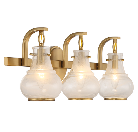 Adams 3-Light Bathroom Vanity Light in Warm Brass